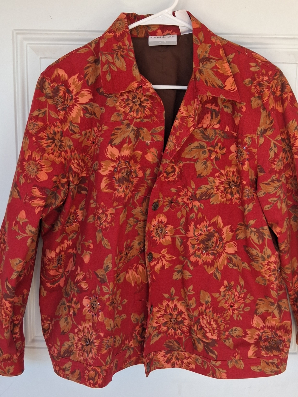 Alfred Dunner Floral Blazer in Red & Brown 14P